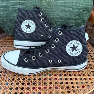 Converse Unisex Chuck Taylor All Star High Top Black Tonal Weaving Sneaker Shoes